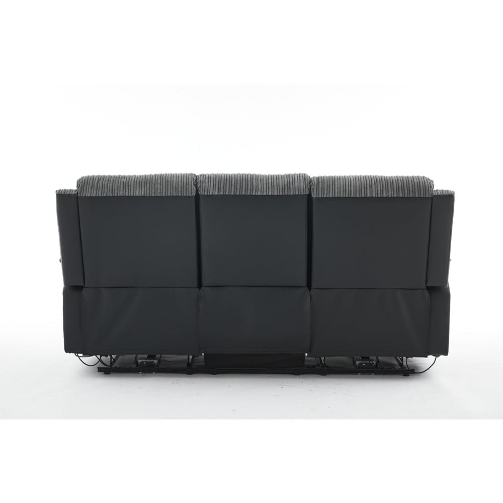 Boston Grey Plush Fabric 3 Seater Recliner