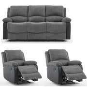 Boston 3+1+1 Grey Plush Fabric Manual/Electric Recliner Sofa Set