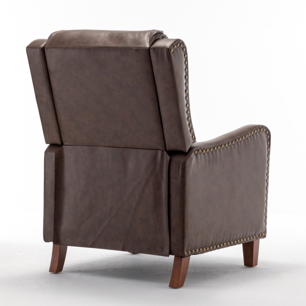 Brown PU Arm Push Recliner Chair