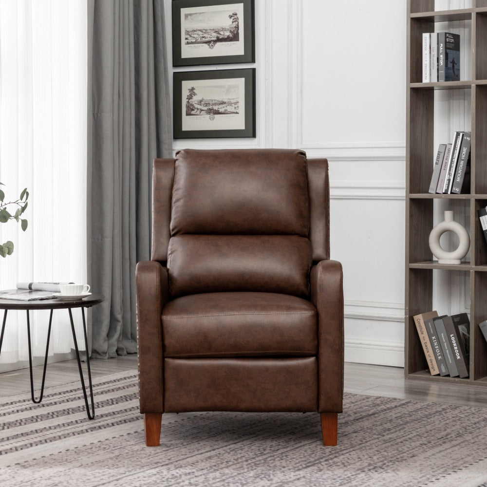 Brown PU Arm Push Recliner Chair