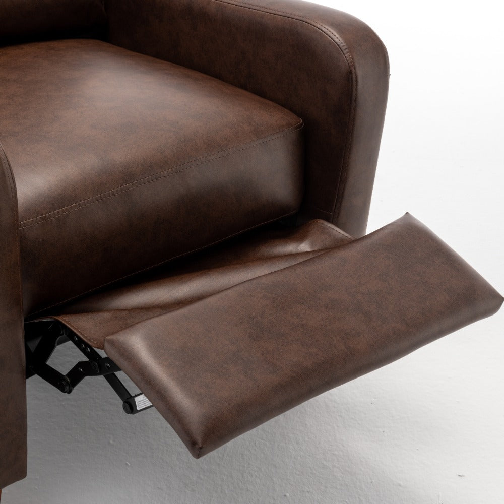 Brown PU Arm Push Recliner Chair