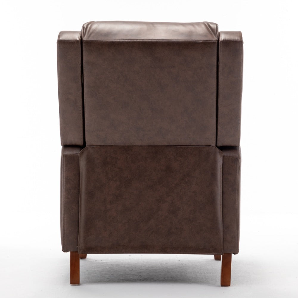 Brown PU Arm Push Recliner Chair