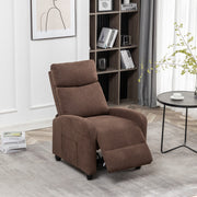 Brown Fabric Arm Push Recliner Chair with Vibration Massage