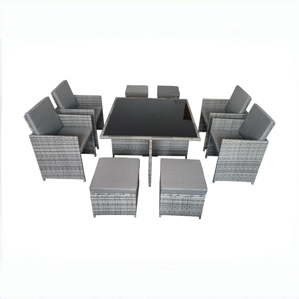 Eton Rattan Garden 8 Seater Cube Set In Grey