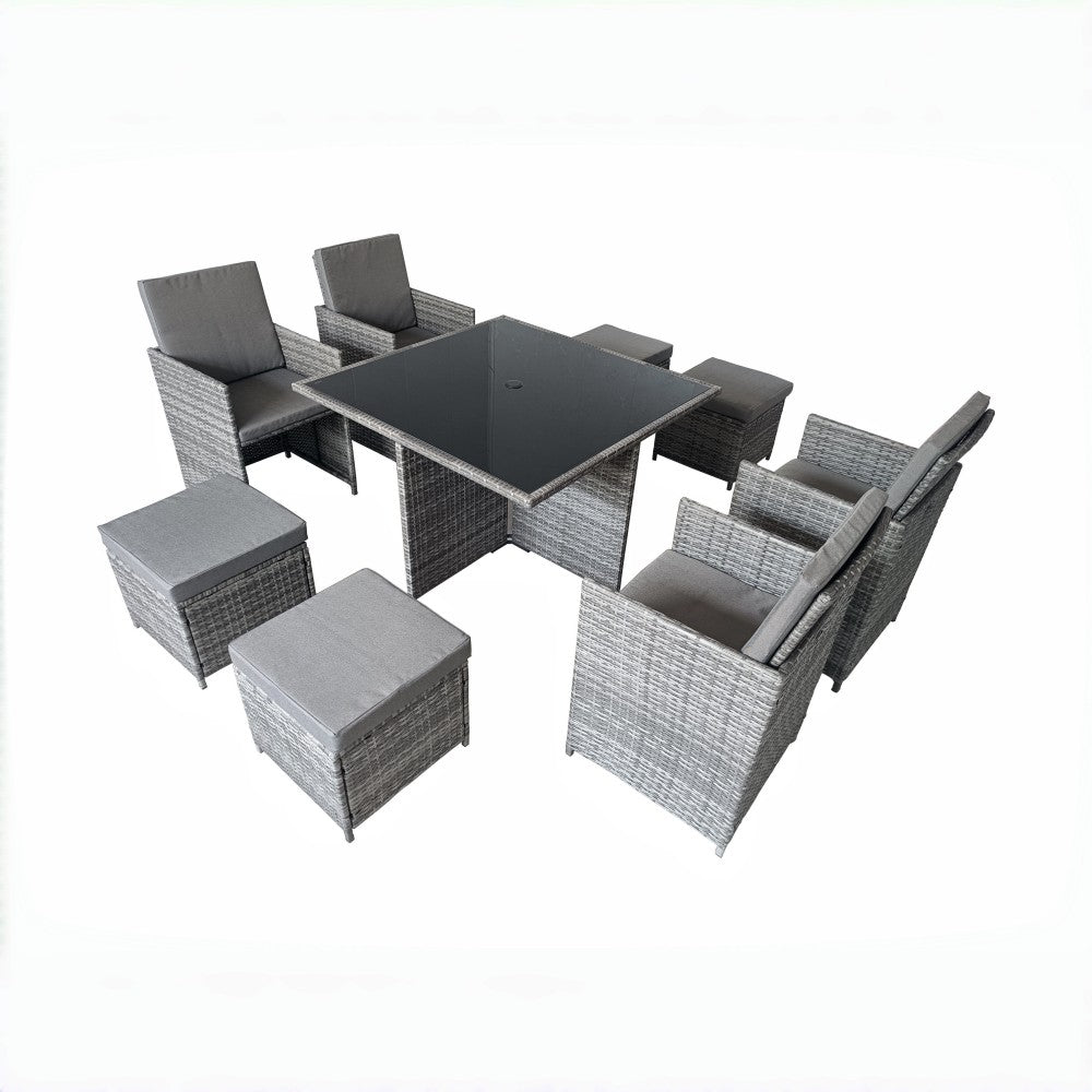 Eton Rattan Garden 8 Seater Cube Set In Grey