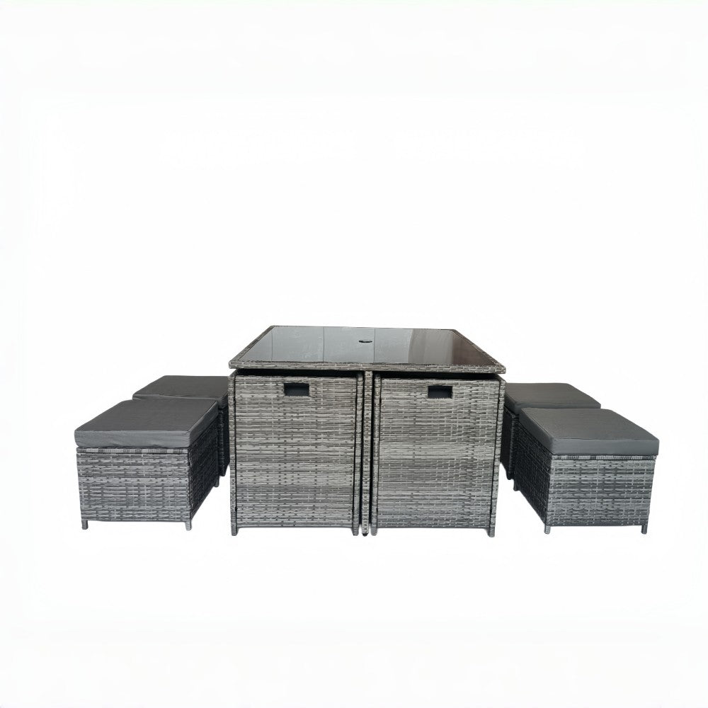 Eton Rattan Garden 8 Seater Cube Set In Grey