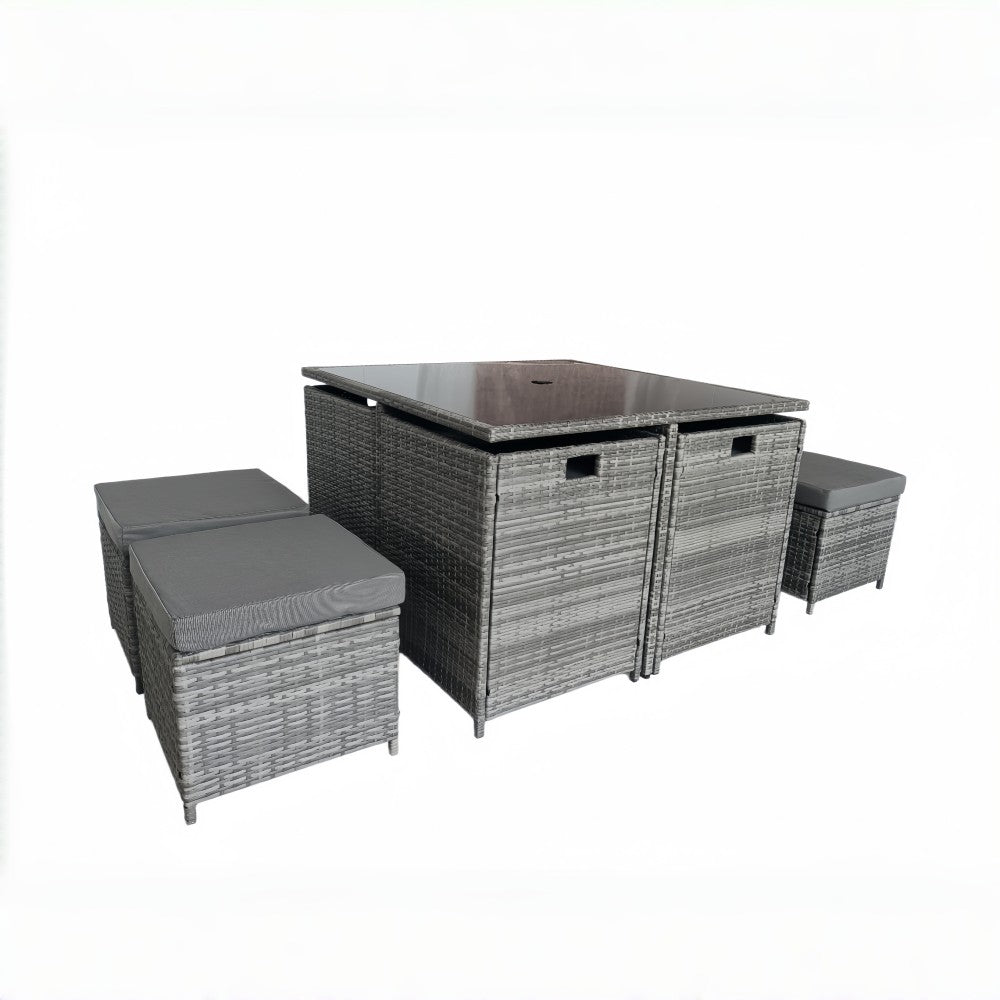 Eton Rattan Garden 8 Seater Cube Set In Grey