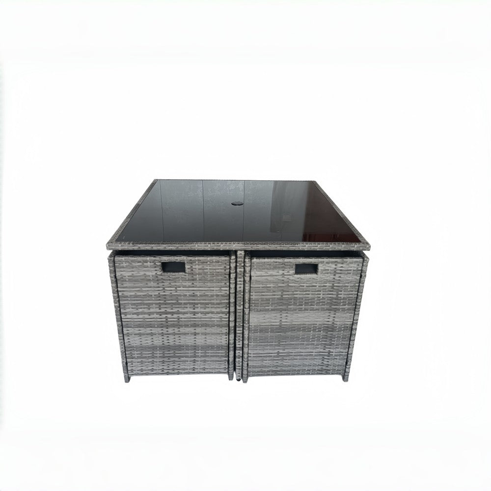 Eton Rattan Garden 8 Seater Cube Set In Grey