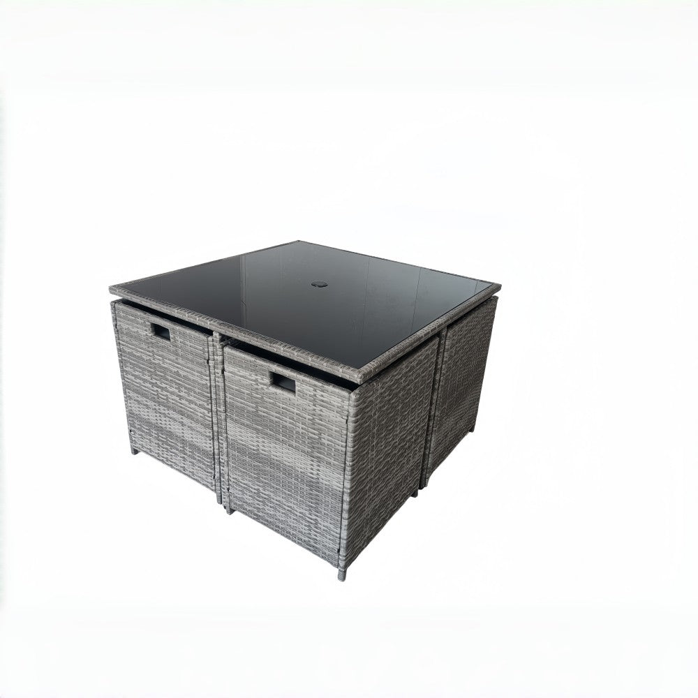Eton Rattan Garden 8 Seater Cube Set In Grey