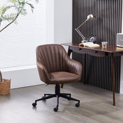 Brown Suede Fabric Swivel Office Chair Adjustable ArmChair