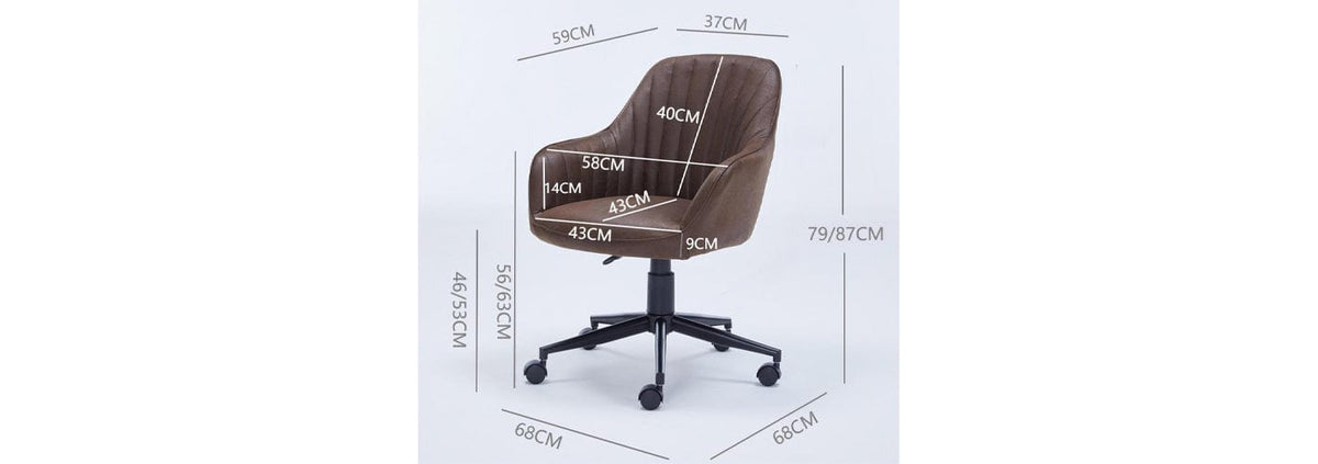 Brown Suede Fabric Swivel Office Chair Adjustable ArmChair