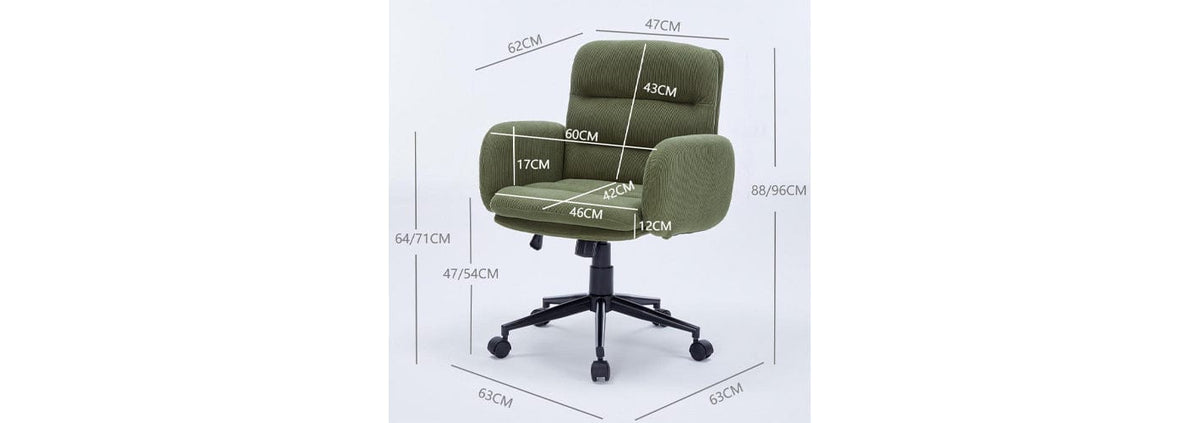 Green Corduroy Swivel Office Chair Armchair Adjustable Chair