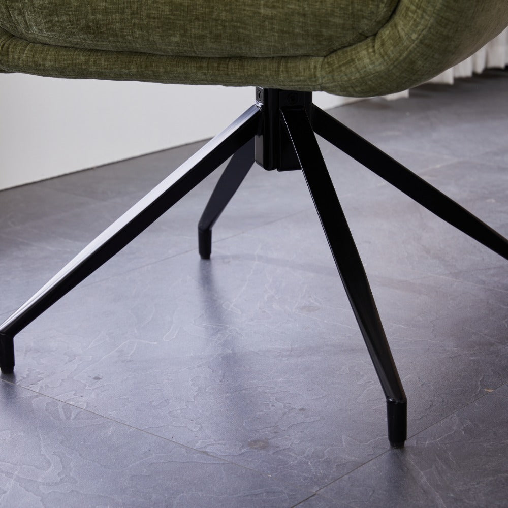 Green Chenille Dining Chair with Auto‑Return Swivel