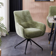 Green Chenille Dining Chair with Auto‑Return Swivel