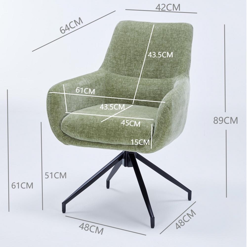 Green Chenille Dining Chair with Auto‑Return Swivel