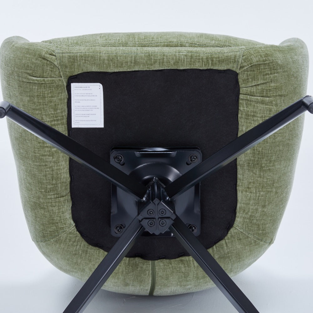 Green Chenille Dining Chair with Auto‑Return Swivel