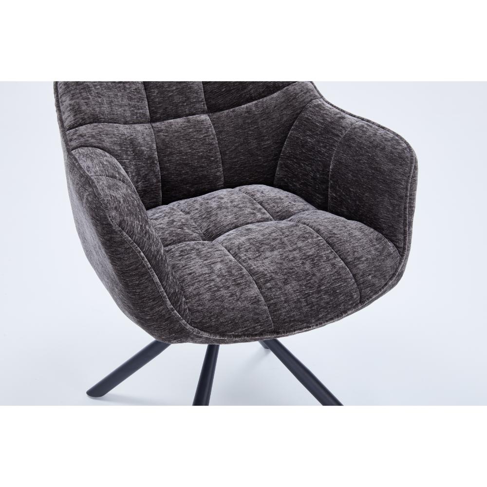 Grey Chenille Dining Chair with Auto‑Return Swivel
