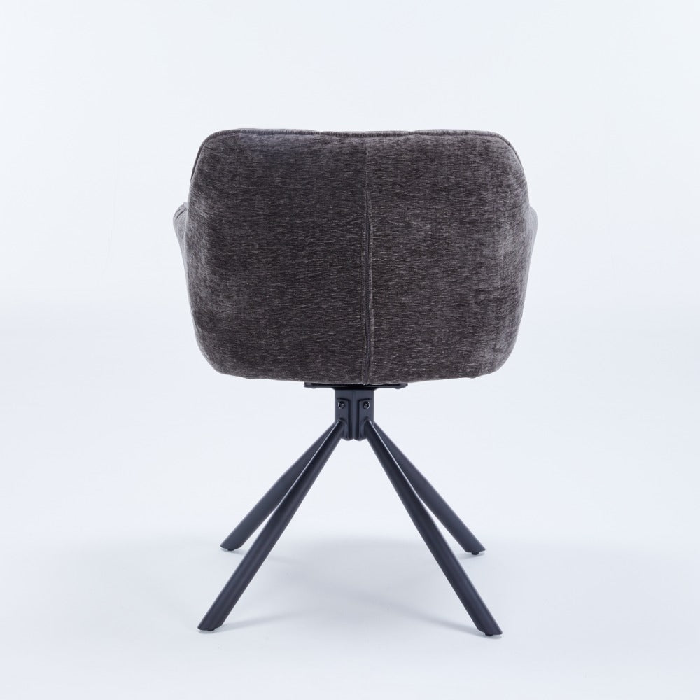 Grey Chenille Dining Chair with Auto‑Return Swivel