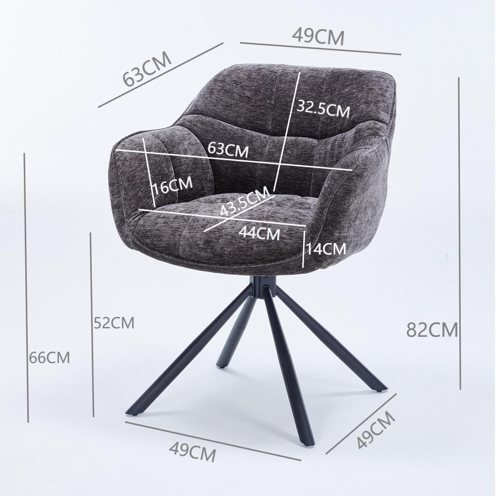 Grey Chenille Dining Chair with Auto‑Return Swivel