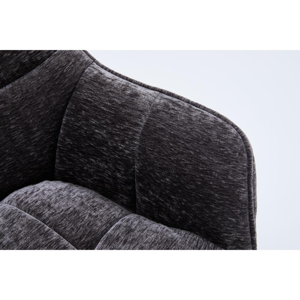 Grey Chenille Dining Chair with Auto‑Return Swivel