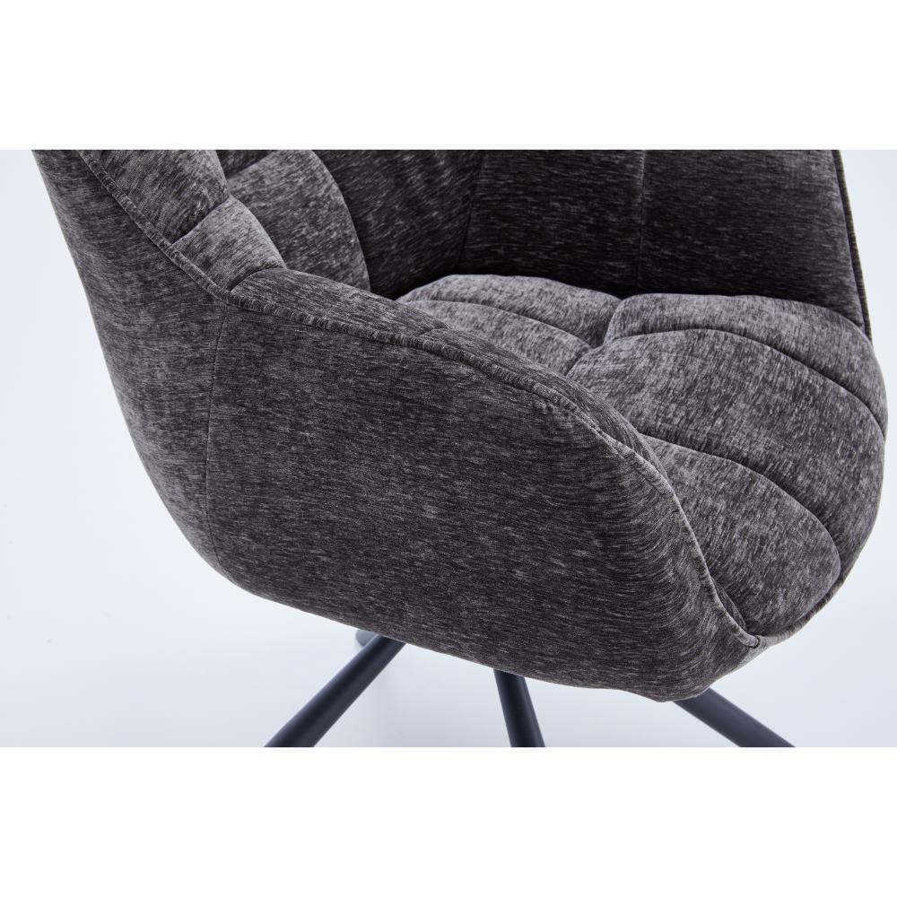 Grey Chenille Dining Chair with Auto‑Return Swivel