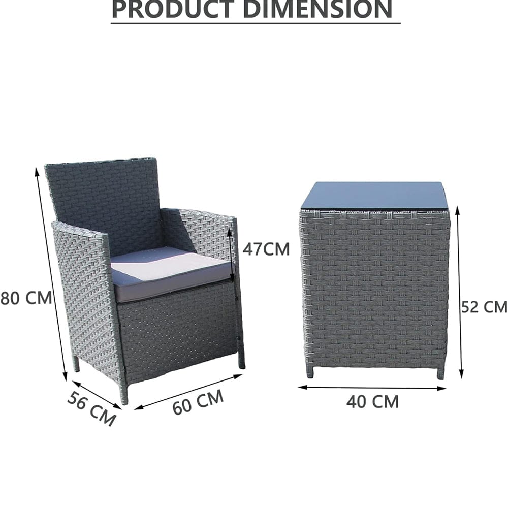 Eton 2 Seater Garden Furniture Bistro Set In Grey