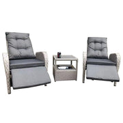Outdoor Furniture Rattan Recliner Armchairs and Table Set