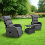 Outdoor Furniture Rattan Recliner Armchairs and Table Set