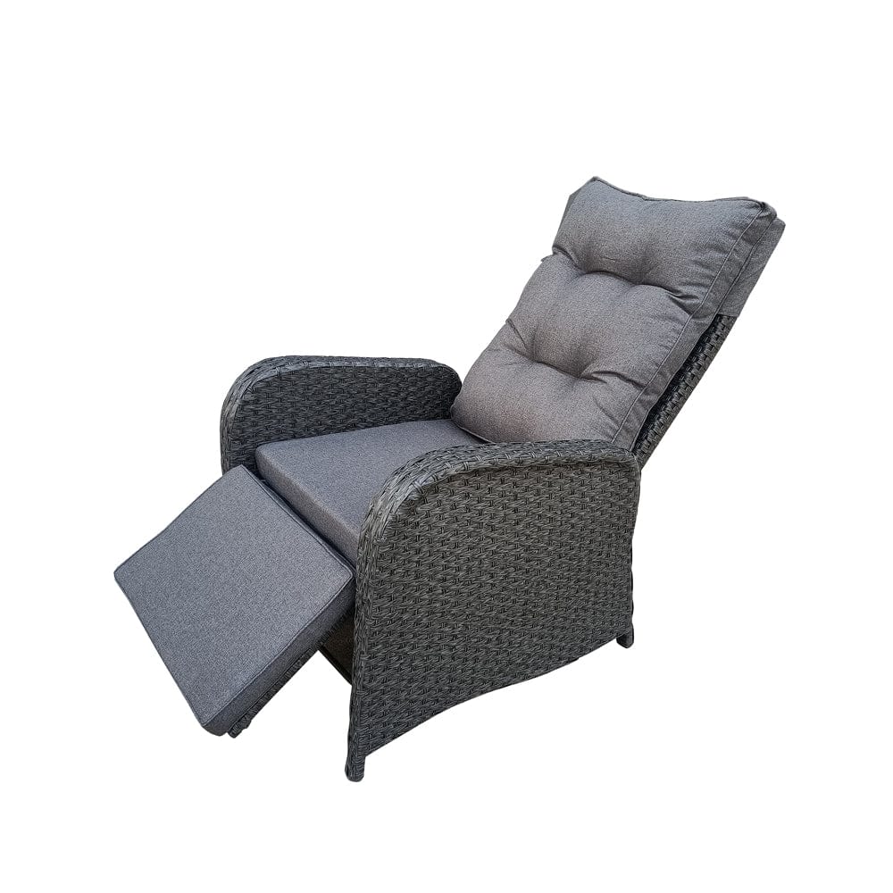 Outdoor Furniture Rattan Recliner Armchairs and Table Set
