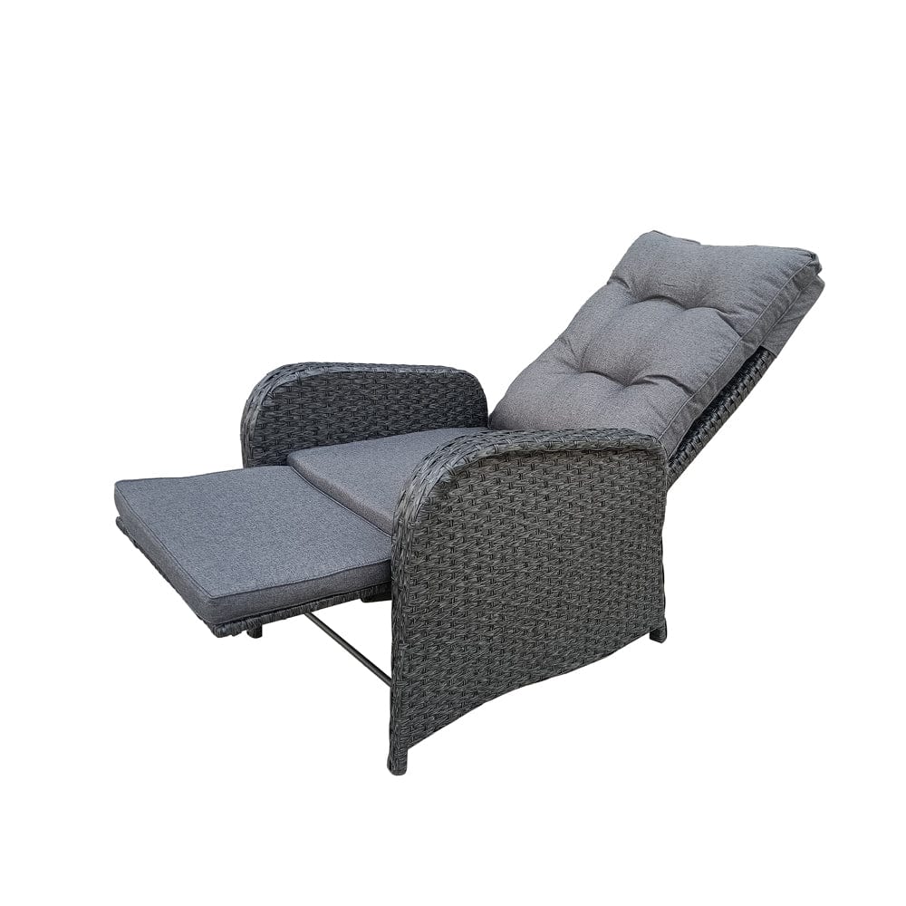Outdoor Furniture Rattan Recliner Armchairs and Table Set