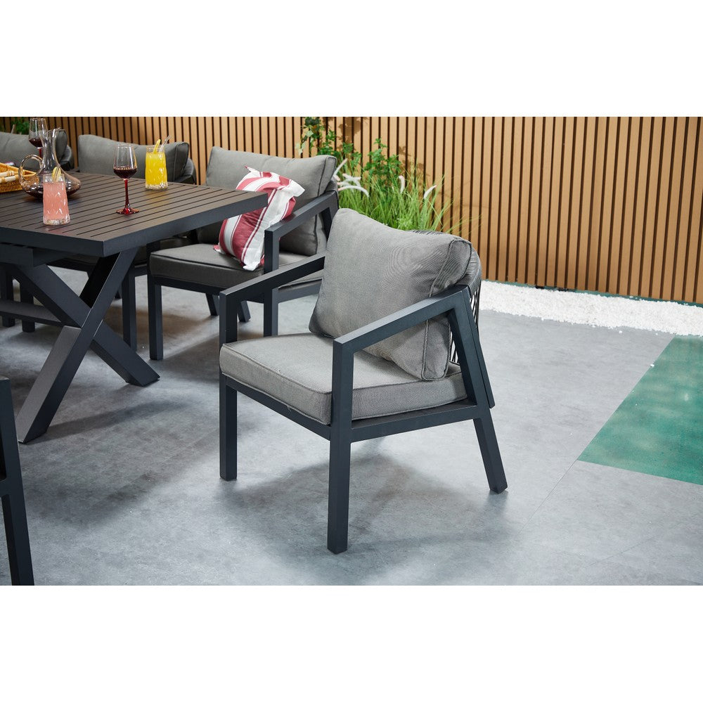 Berlin Aluminium Patio Furniture Set Dining Set with Extendable Table and Armchairs