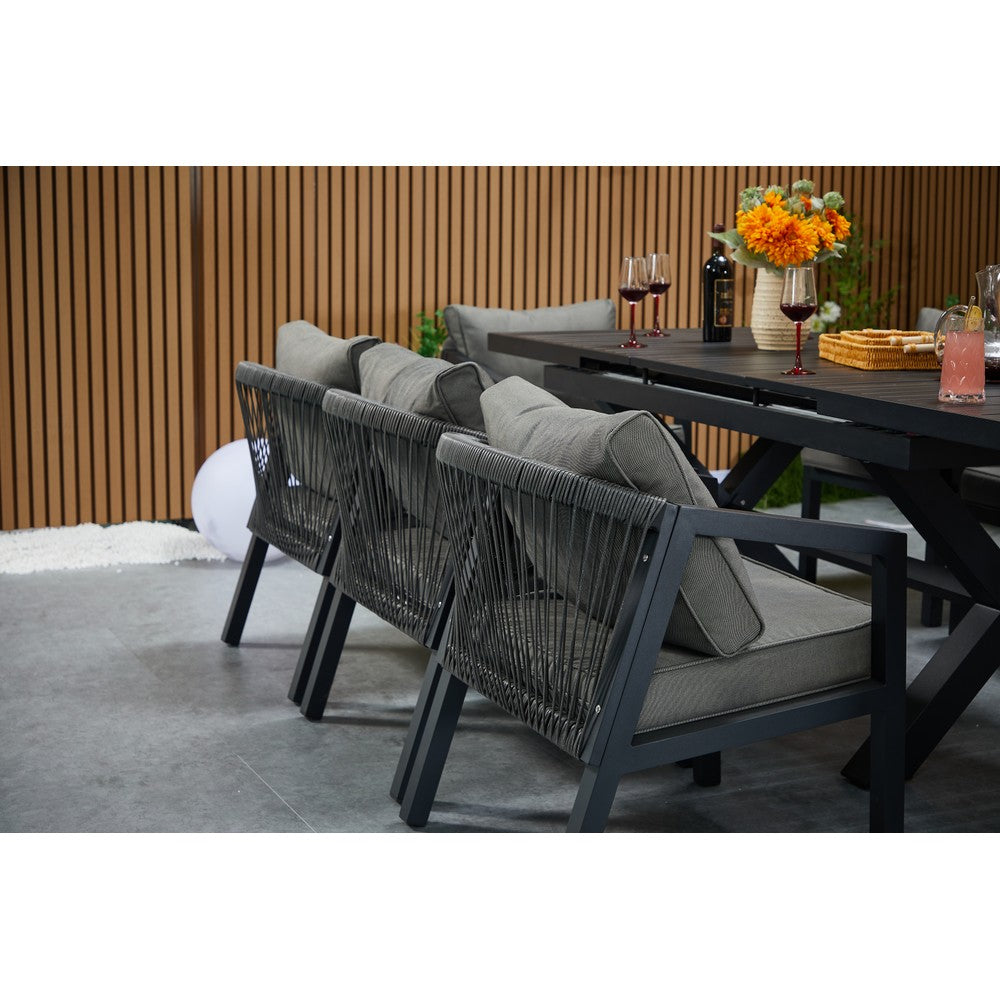Berlin Aluminium Patio Furniture Set Dining Set with Extendable Table and Armchairs
