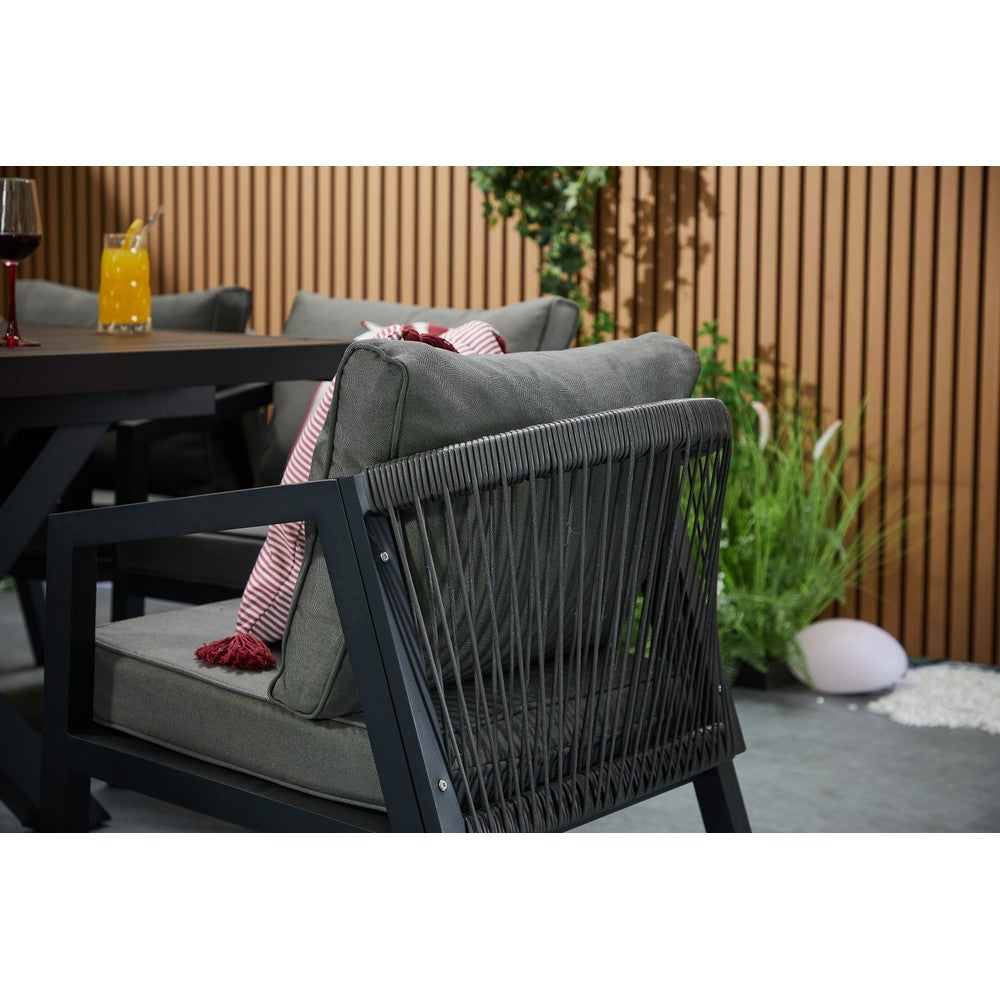 Berlin 6 seater Aluminium & Rope Patio Garden Furniture Set with Firepit Table Option