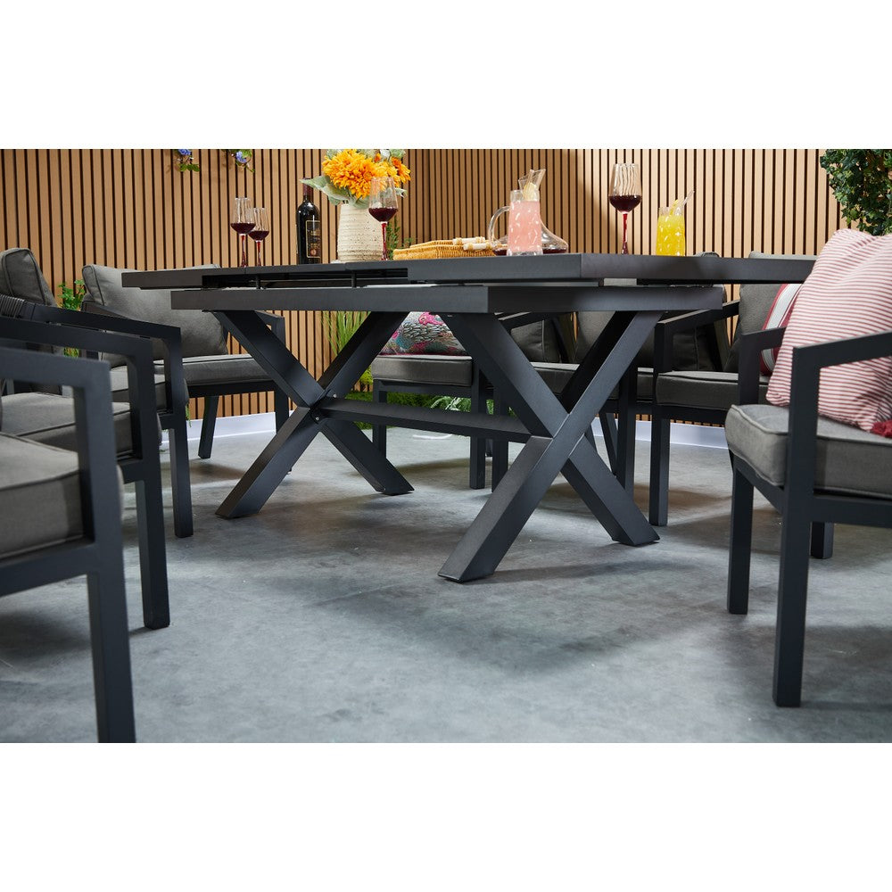 Berlin Aluminium Patio Furniture Set Dining Set with Extendable Table and Armchairs