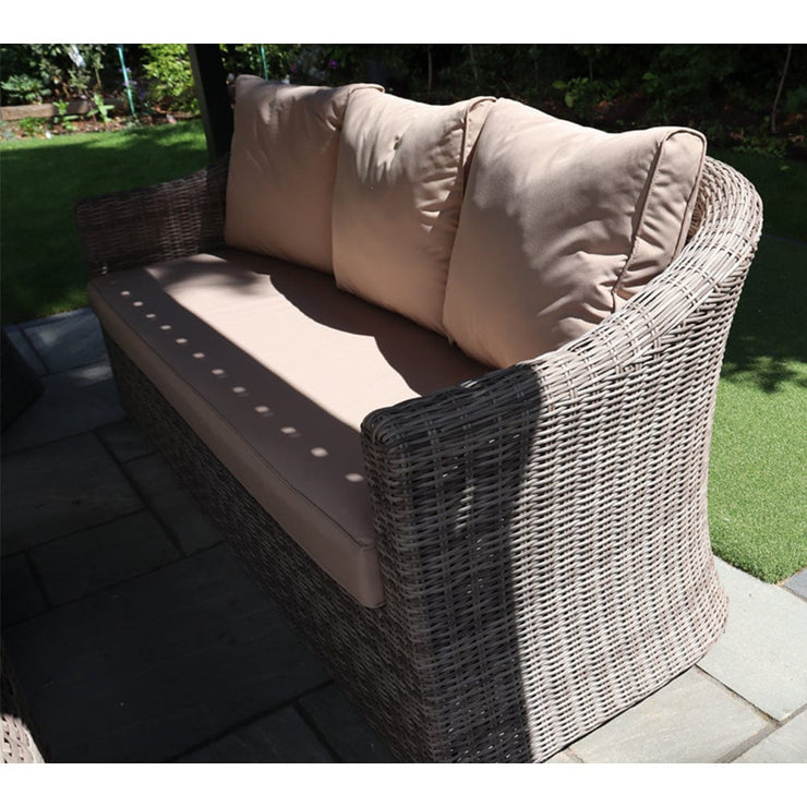 Oxford 3 Seat Round Wave Rattan Sofa Set With Armchairs & Oval Coffee Table