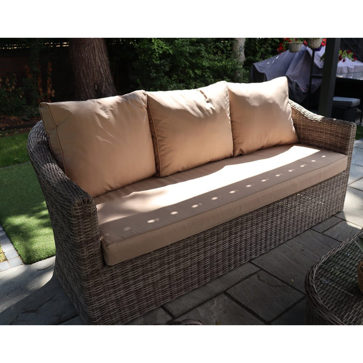 Oxford 3 Seat Round Wave Rattan Sofa Set With Armchairs & Oval Coffee Table
