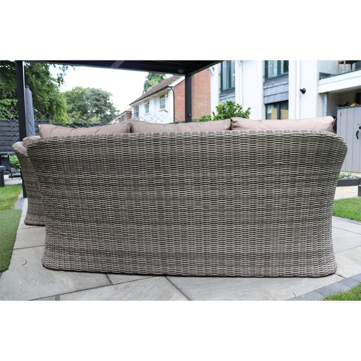 Oxford 3 Seat Round Wave Rattan Sofa Set With Armchairs & Oval Coffee Table