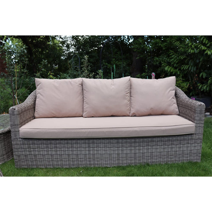 Oxford 3 Seat Round Wave Rattan Sofa Set With Armchairs & Oval Coffee Table