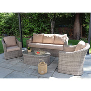 Oxford 3 Seat Round Wave Rattan Sofa Set With Armchairs & Oval Coffee Table