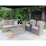 Oxford 3 Seat Round Wave Rattan Sofa Set With Armchairs & Oval Coffee Table