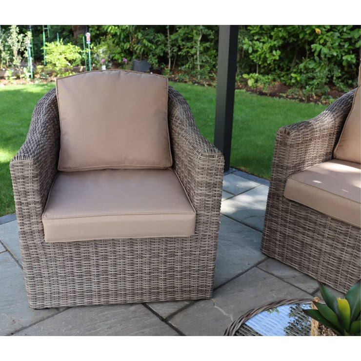 Oxford 3 Seat Round Wave Rattan Sofa Set With Armchairs & Oval Coffee Table
