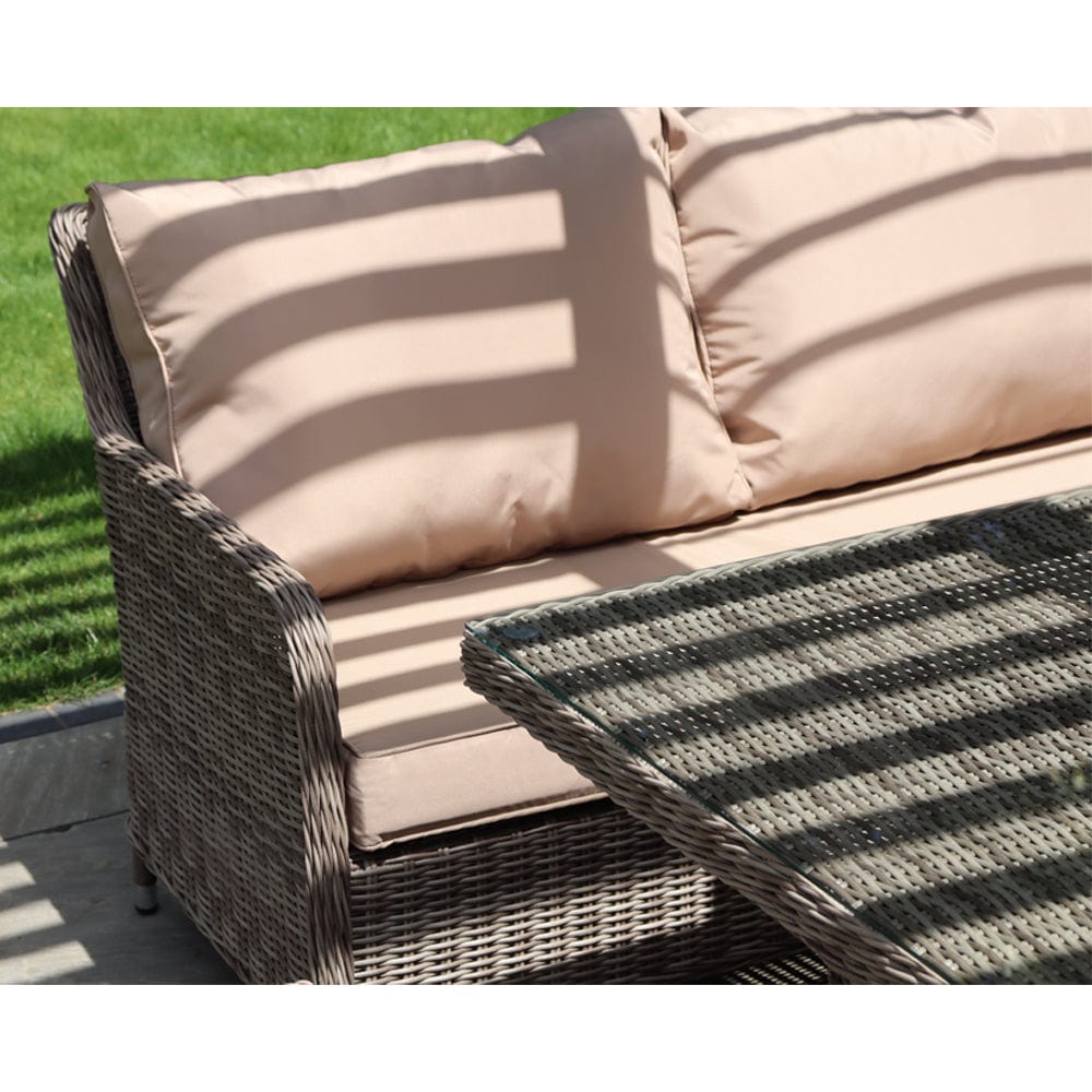 Outdoor Rattan Garden Furniture 9 Seater Corner Sofa Rising Table Set With Ice Bucket