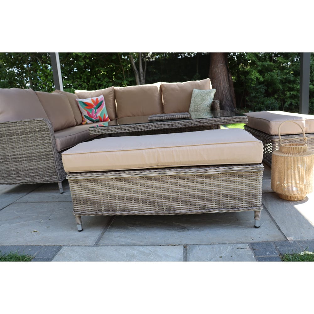 Outdoor Rattan Garden Furniture 9 Seater Corner Sofa Rising Table Set With Ice Bucket