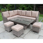 Outdoor Rattan 9 Seater Oxford Corner Dining Set With Ice Bucket and Rising Table