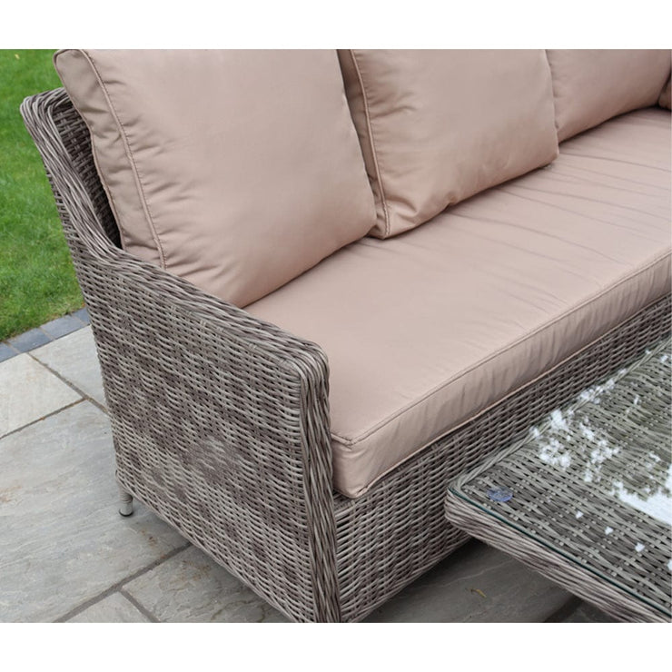 Outdoor Rattan 9 Seater Oxford Corner Dining Set With Ice Bucket and Rising Table