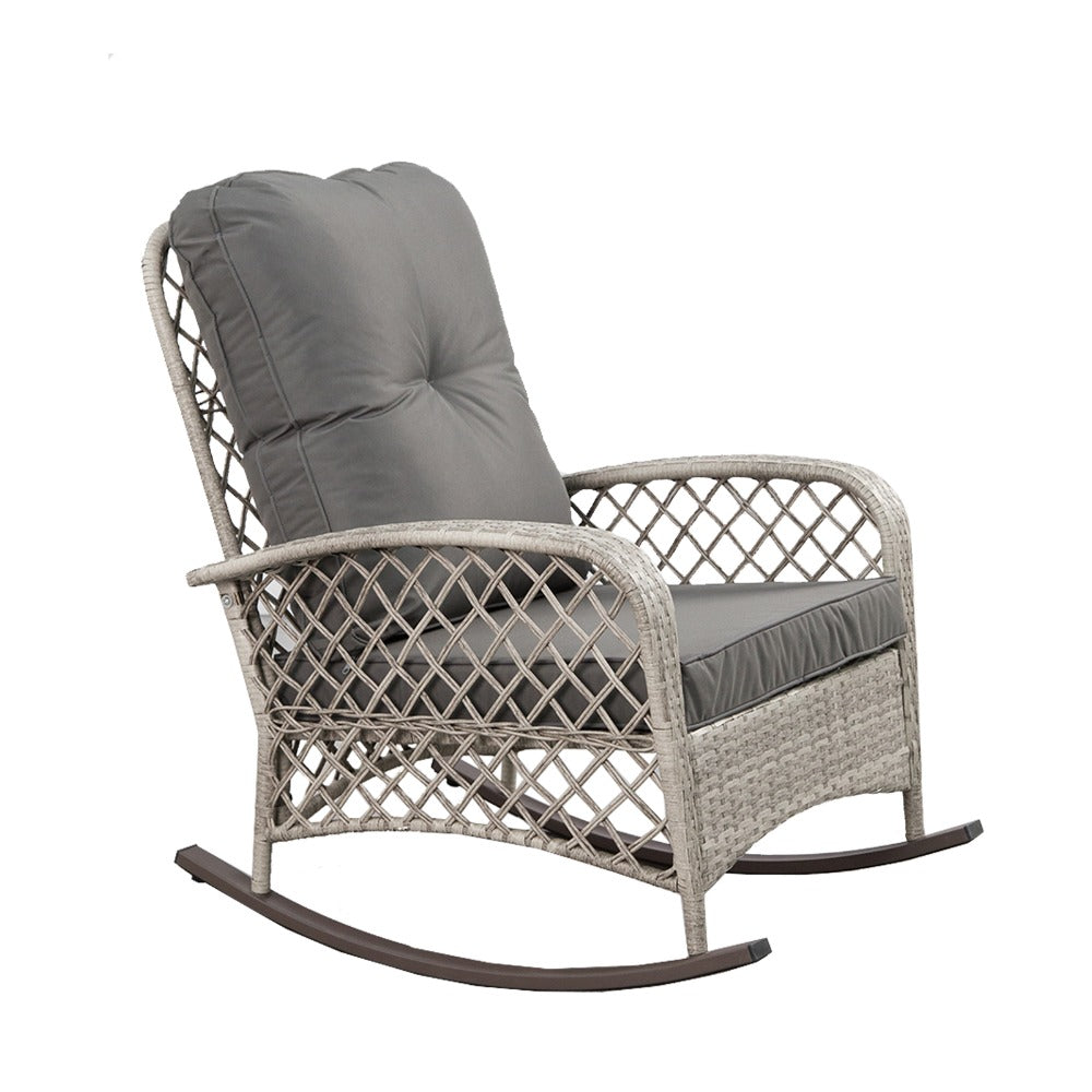 Outdoor Rattan Rocking Chair with Cushion