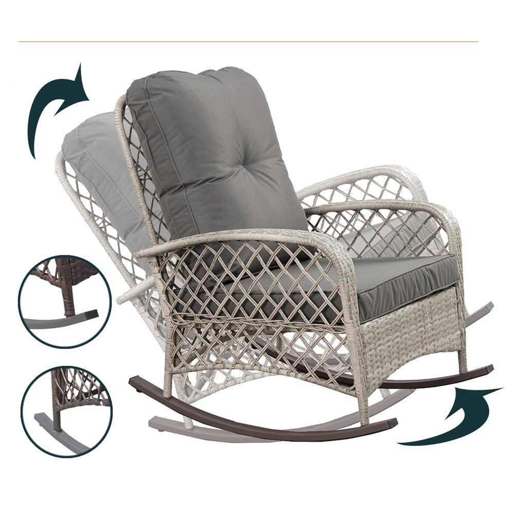 Outdoor Rattan Rocking Chair with Cushion