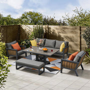 Berlin 7‑Seater Aluminium Outdoor Garden Sofa Set with Lifting Table and Bench