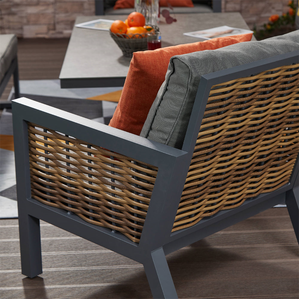Berlin 7‑Seater Aluminium Outdoor Garden Sofa Set with Lifting Table and Bench