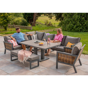 Berlin 9 Seater Aluminium Outdoor Garden Sofa Set with Lifting Table and Bench